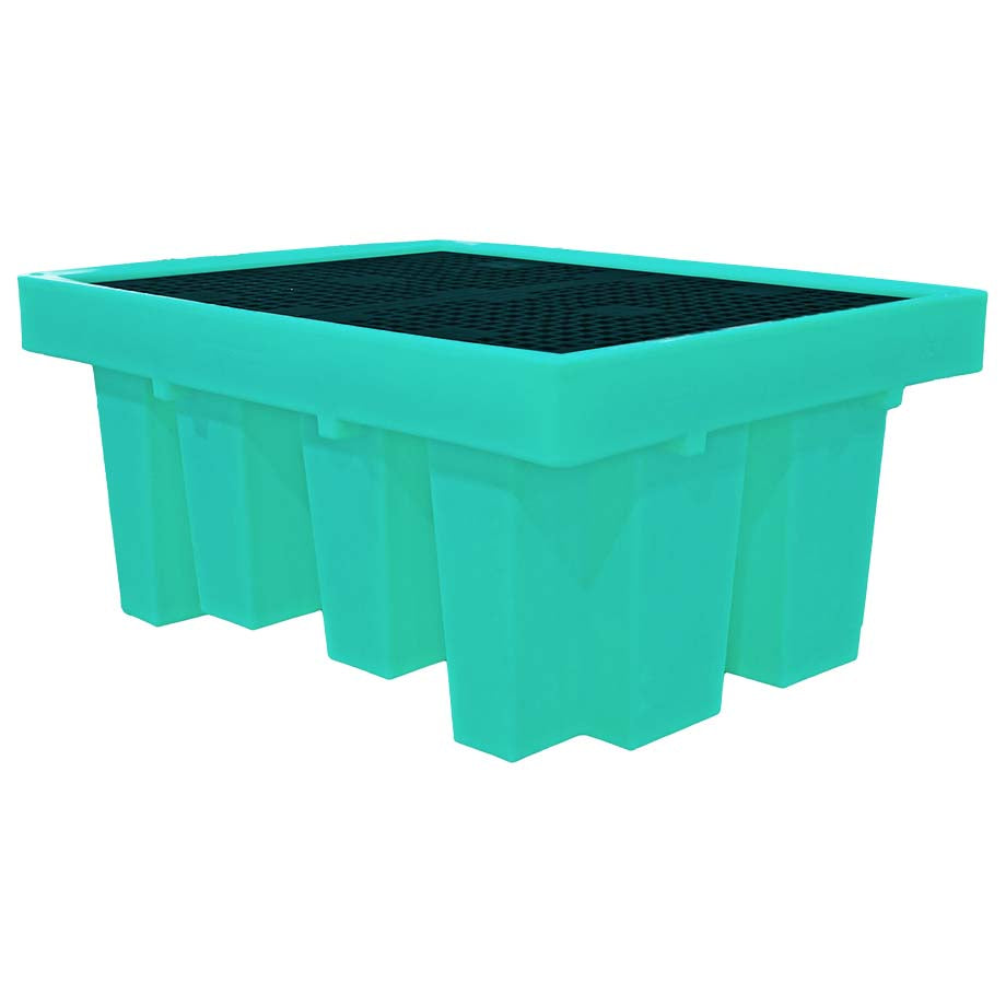 (Clearance) Teal Single IBC Spill Pallet with Removable Deck - BB1 || 1100ltr Sump Capacity