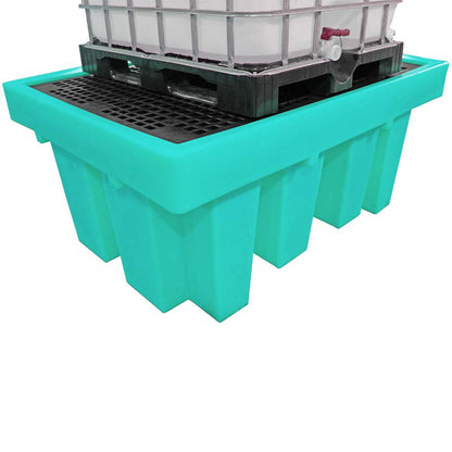 (Clearance) Teal Single IBC Spill Pallet with Removable Deck - BB1 || 1100ltr Sump Capacity