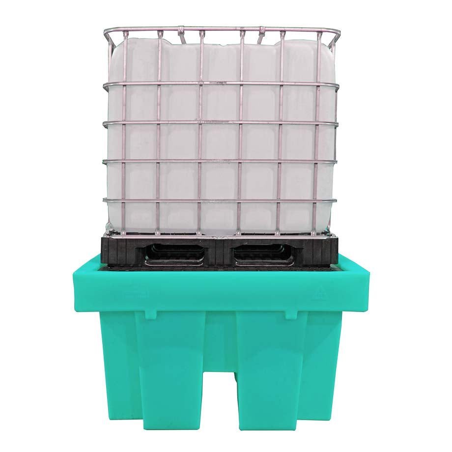 (Clearance) Teal Single IBC Spill Pallet with Removable Deck - BB1 || 1100ltr Sump Capacity