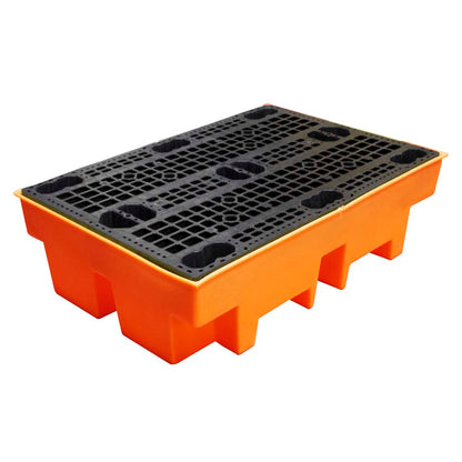 (Clearance) Orange Double Drum Spill Pallet - BP2 || 240ltr Sump Capacity