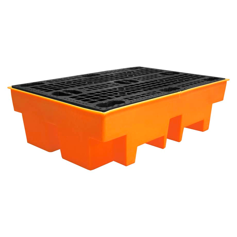 (Clearance) Orange Double Drum Spill Pallet - BP2 || 240ltr Sump Capacity