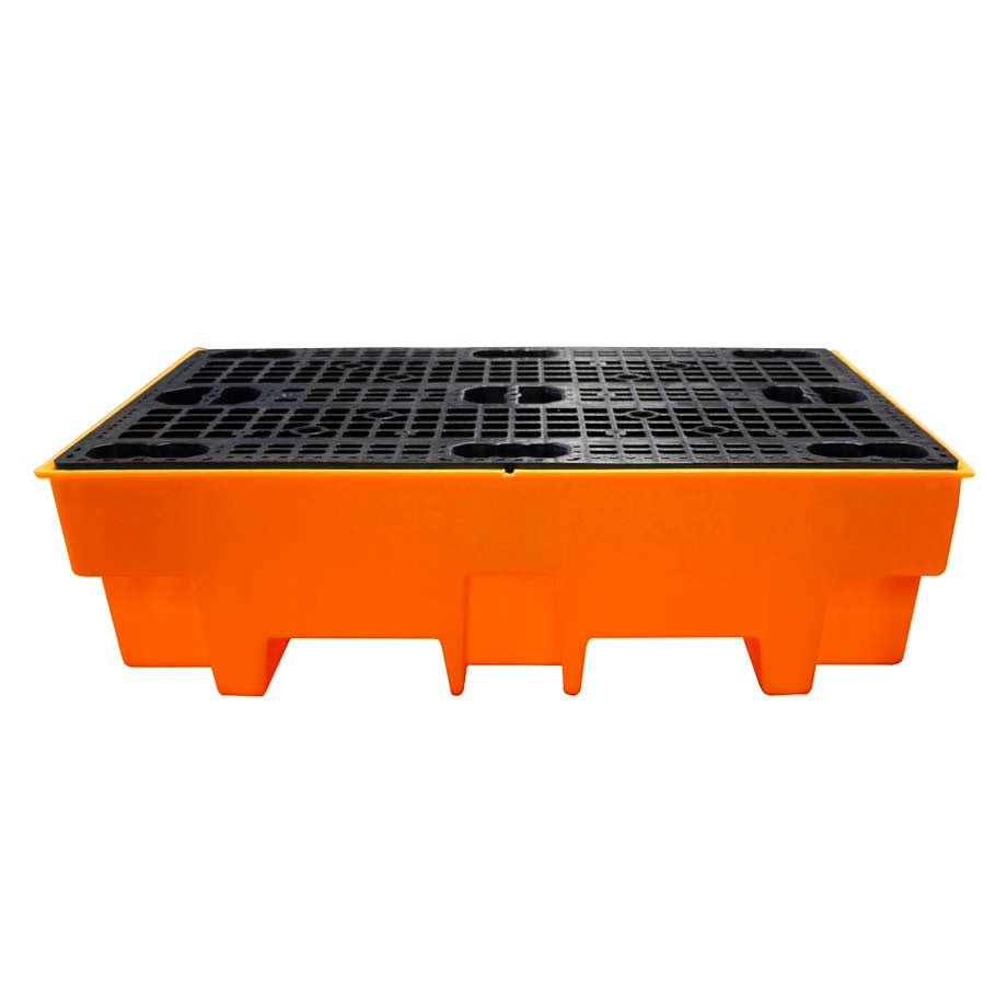 (Clearance) Orange Double Drum Spill Pallet - BP2 || 240ltr Sump Capacity