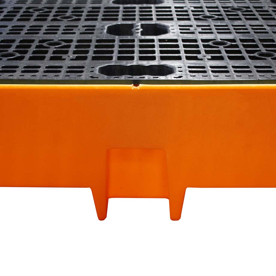 (Clearance) Orange Double Drum Spill Pallet - BP2 || 240ltr Sump Capacity