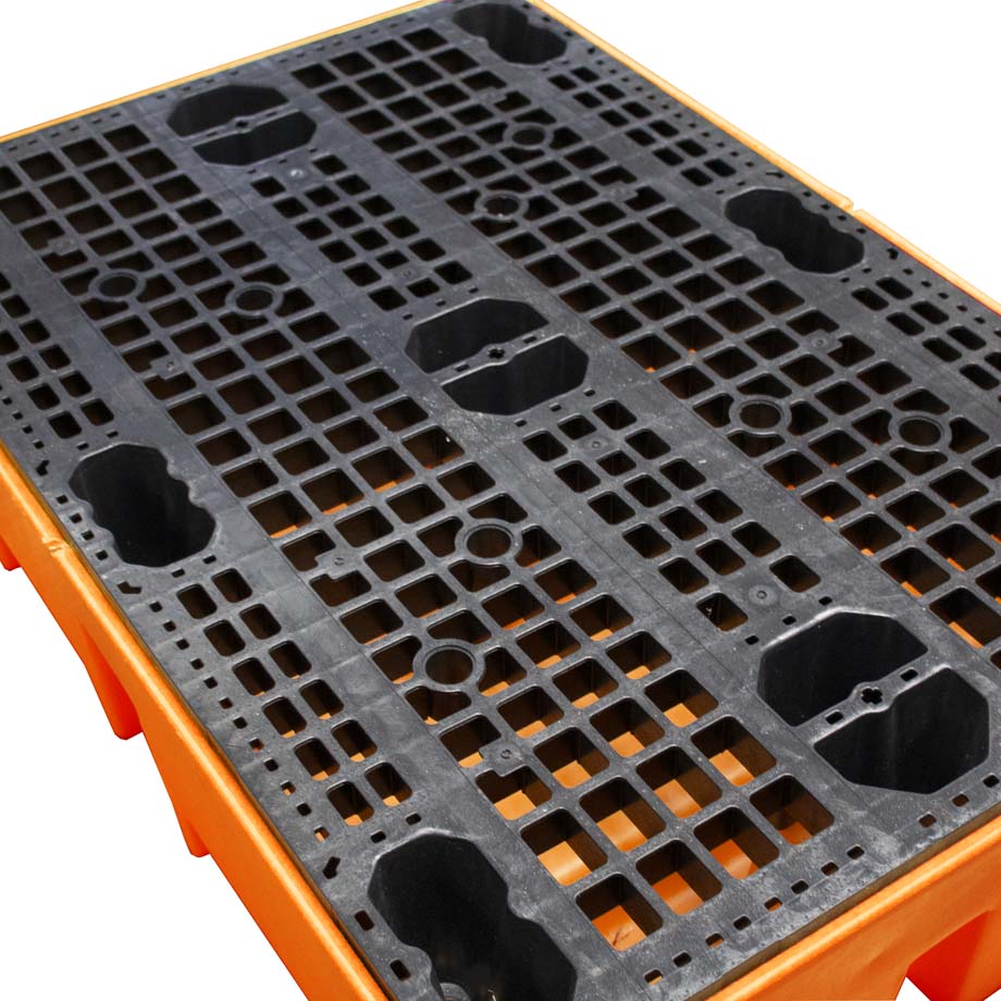 (Clearance) Orange Double Drum Spill Pallet - BP2 || 240ltr Sump Capacity