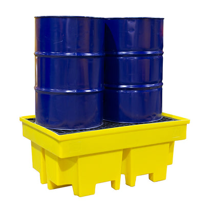 Plastic 2 Drum Spill Pallet With 4-Way Forklift Entry - BP2FW ||To Hold 2 Drums