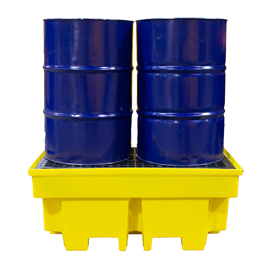 Plastic 2 Drum Spill Pallet With 4-Way Forklift Entry - BP2FW ||To Hold 2 Drums