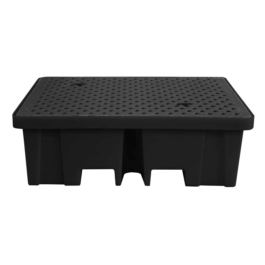 (Clearance) Black Plastic 4 Drum Spill Pallet With 4-Way Forklift Entry  - BP4FW ||To Hold 4 Drums (Copy)