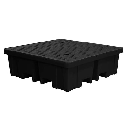 (Clearance) Black Plastic 4 Drum Spill Pallet With 4-Way Forklift Entry  - BP4FW ||To Hold 4 Drums (Copy)