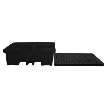 (Clearance) Black Plastic 4 Drum Spill Pallet With 4-Way Forklift Entry  - BP4FW ||To Hold 4 Drums (Copy)