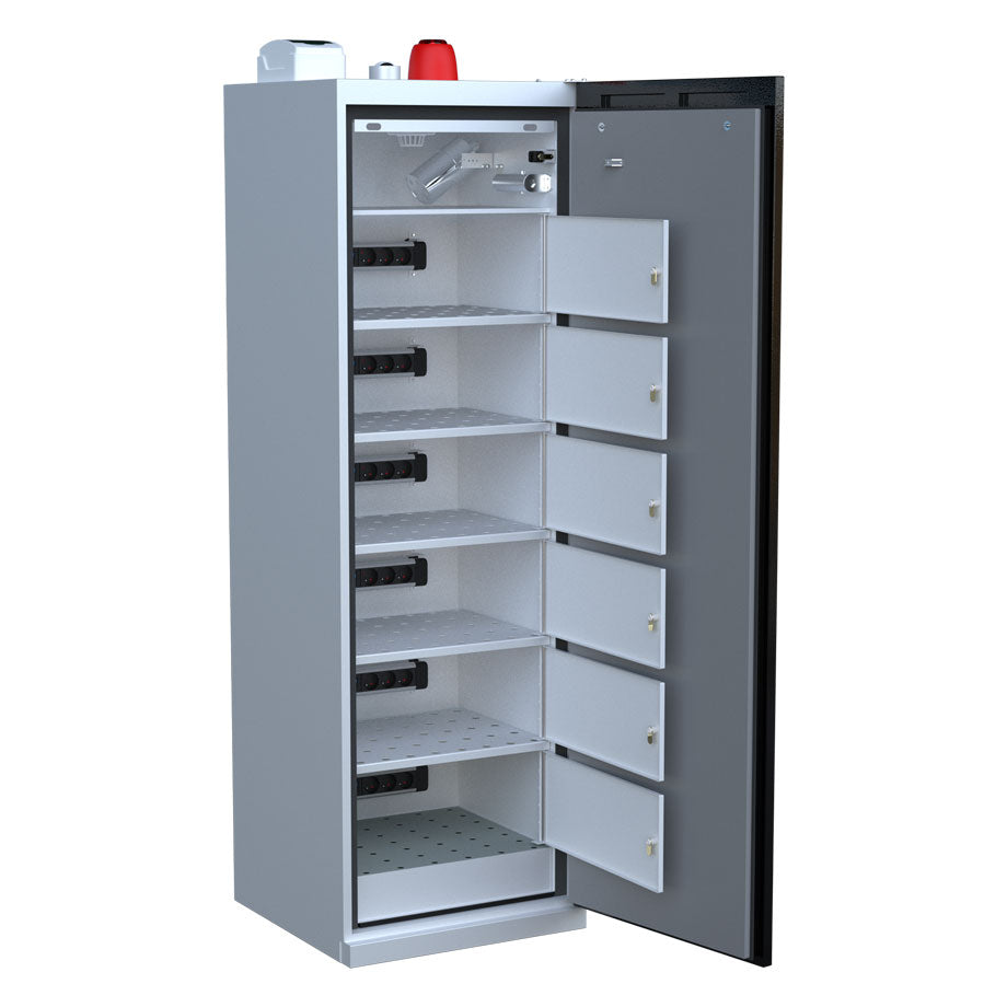 LithiumVault FirePro® Single-Phase Locker Cabinet with Control Panel & Charging | Single-Phase | 1-Door | Tall - CH-L1F2PG16C6K