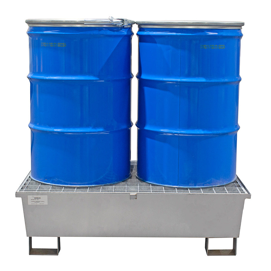 2 Drum Spill Pallet - Galvanised Steel - GSP2D || 240ltr Sump Capacity