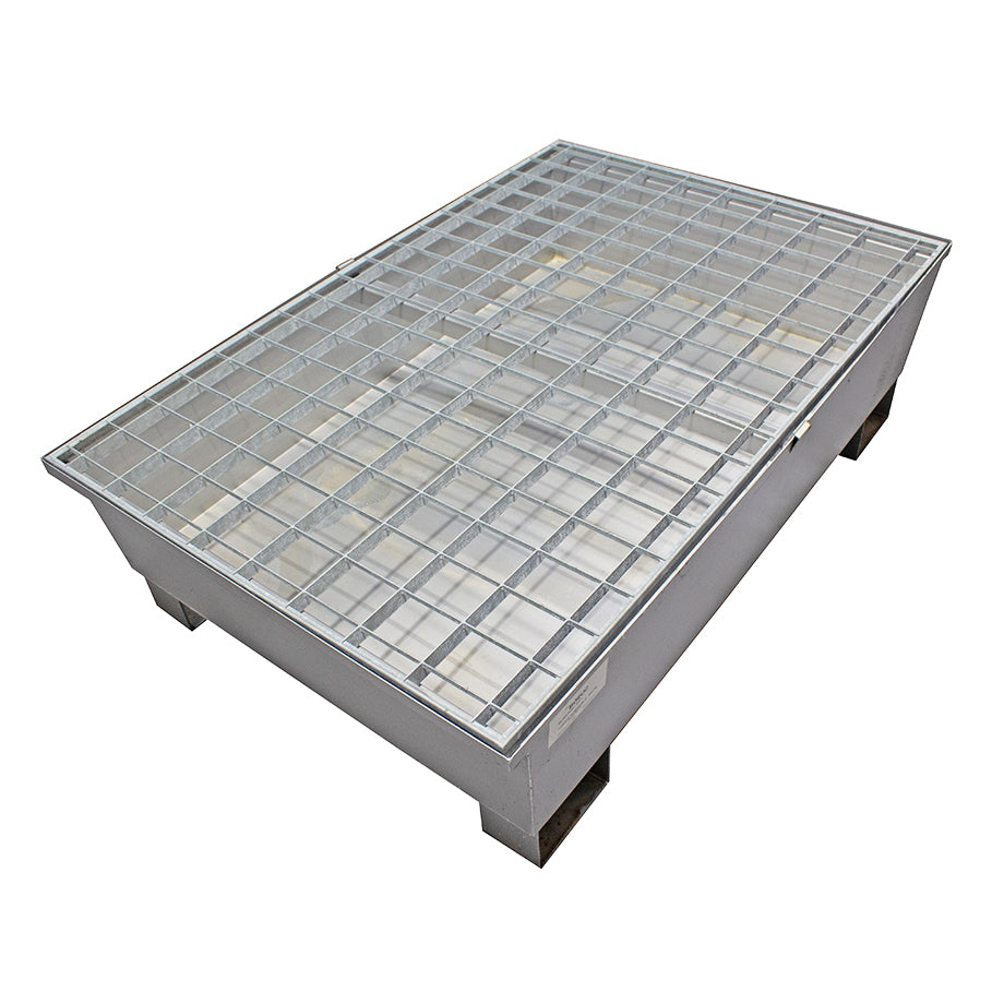 2 Drum Spill Pallet - Galvanised Steel - GSP2D || 240ltr Sump Capacity