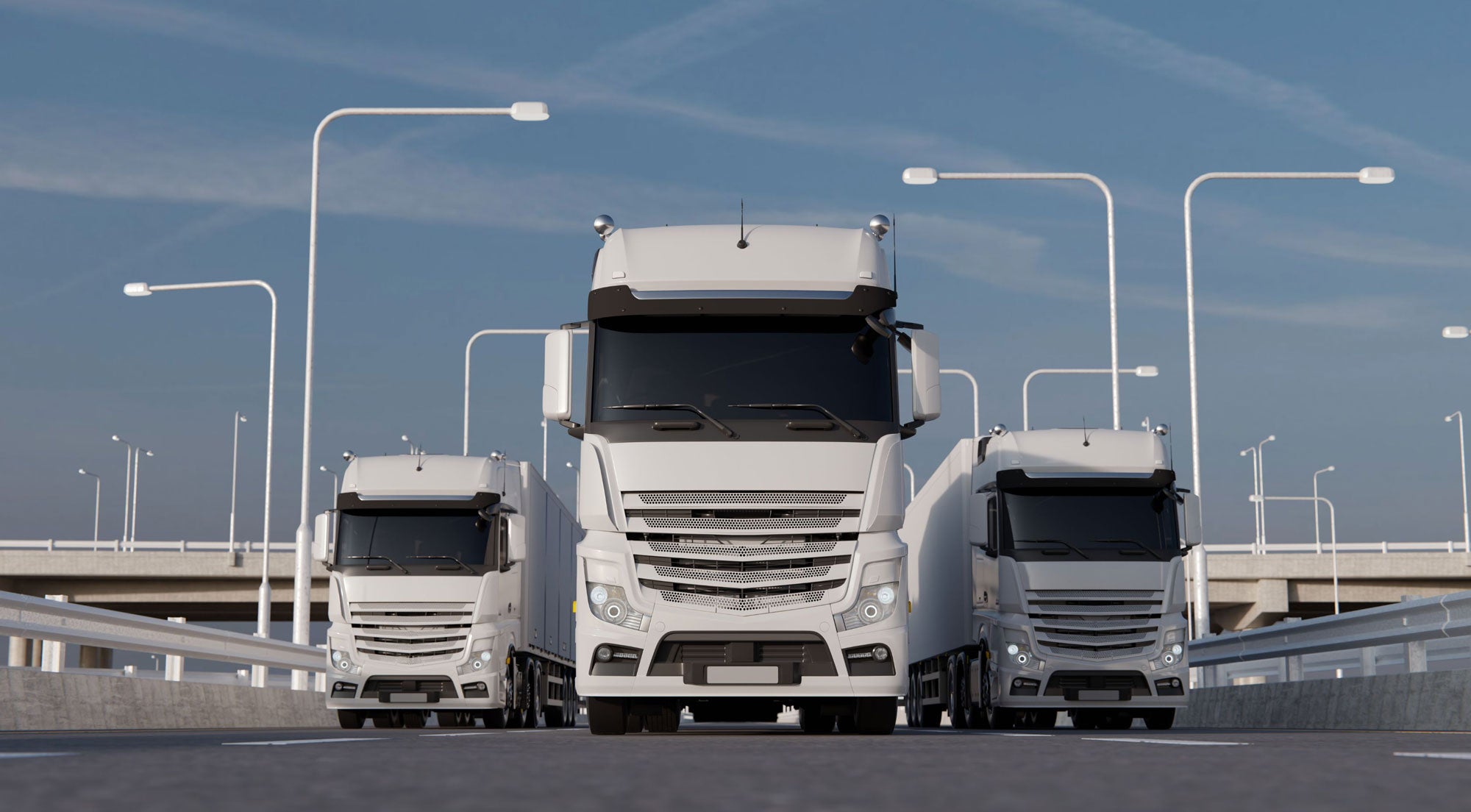 Trucks in a line-up driving