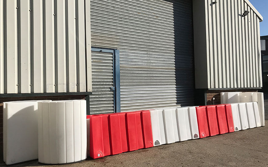 FloodStop barriers protecting a work unit