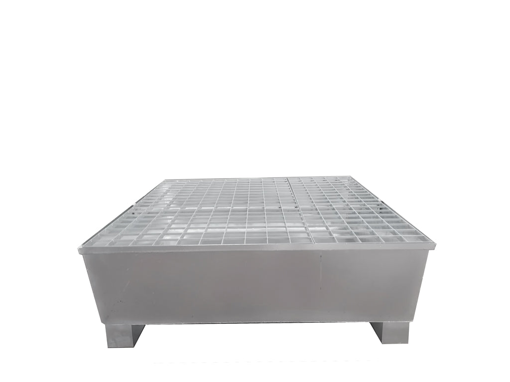 2 Drum Spill Pallet - Galvanised Steel - GSP2D || 240ltr Sump Capacity