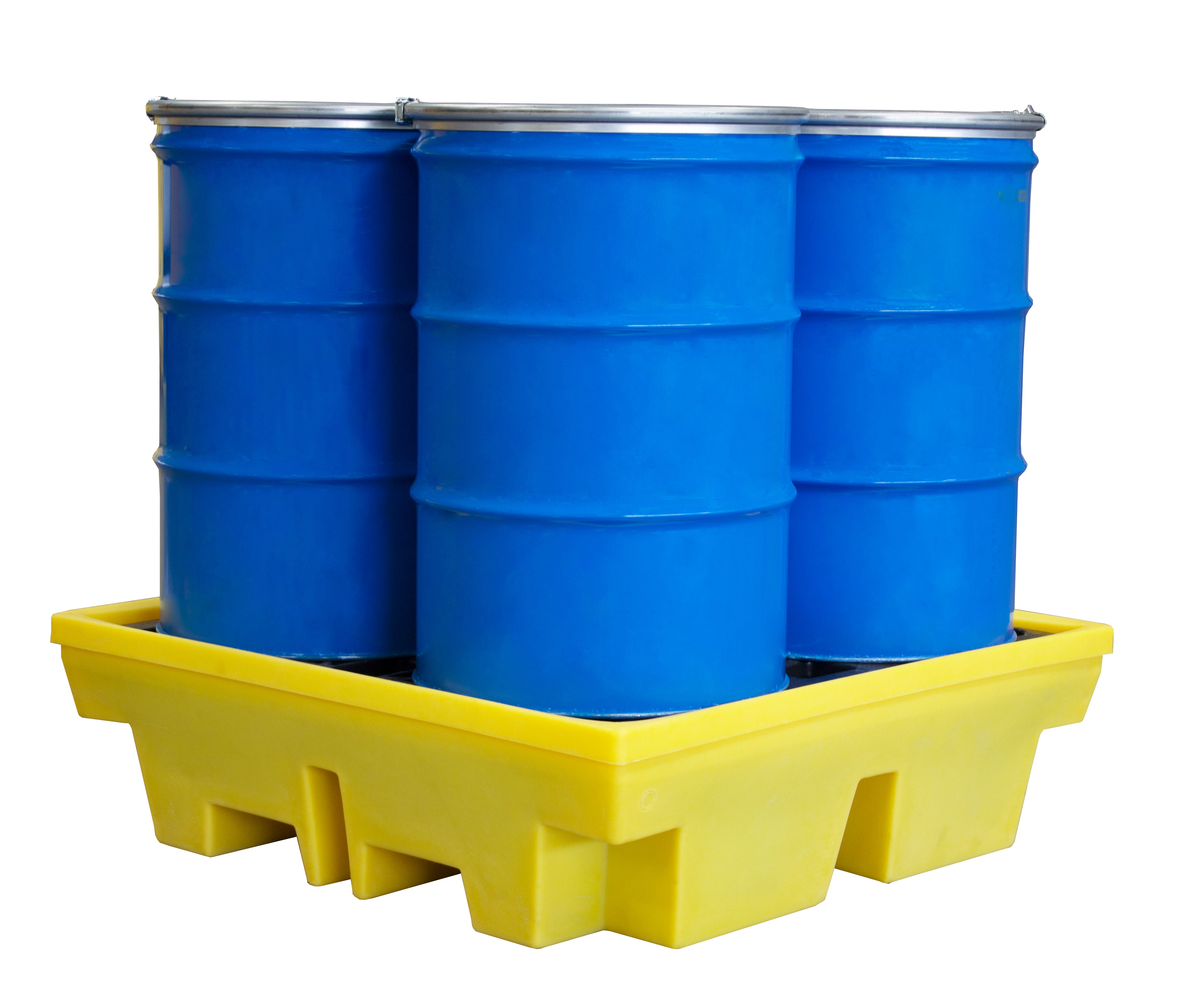 (Clearance) Yellow Plastic 4 Drum Spill Pallet - BP4 ||To Hold 4 Drums