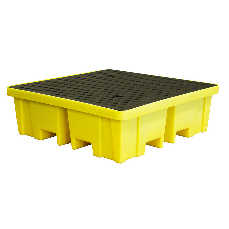 Plastic 4 Drum Spill Pallet With 4-Way Forklift Entry  - BP4FW ||To Hold 4 Drums