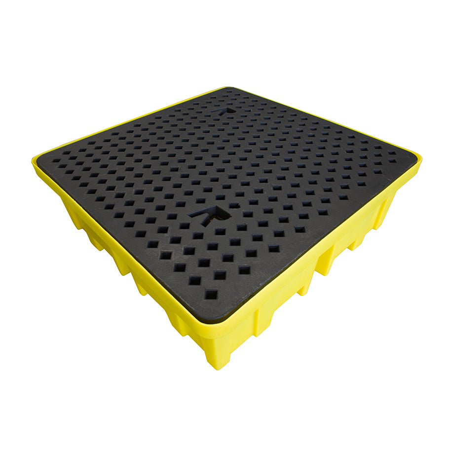 Plastic 4 Drum Spill Pallet With 4-Way Forklift Entry  - BP4FW ||To Hold 4 Drums