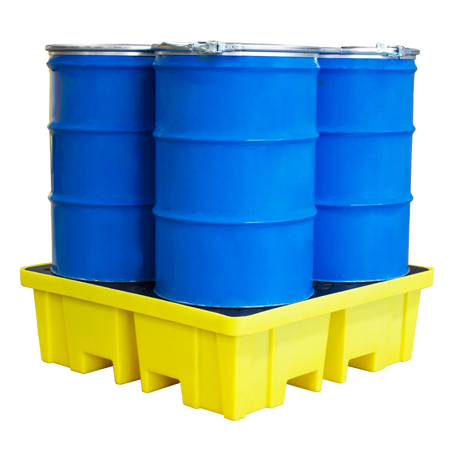 Plastic 4 Drum Spill Pallet With 4-Way Forklift Entry  - BP4FW ||To Hold 4 Drums